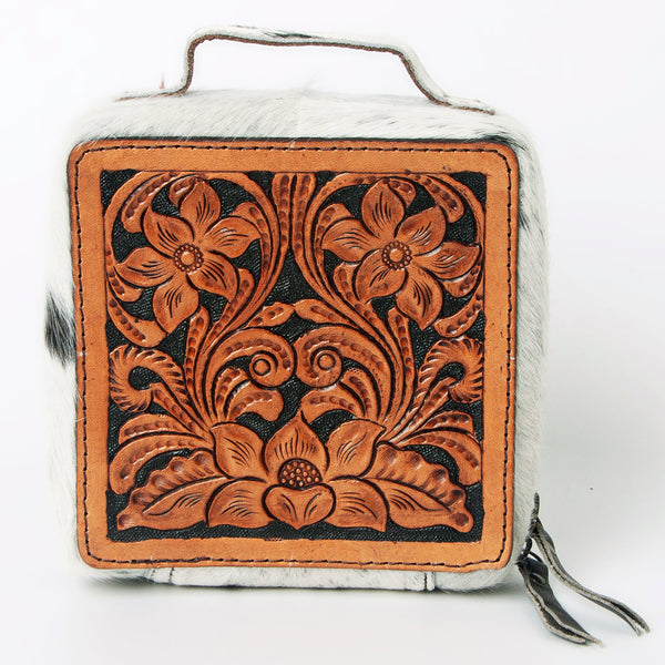 ADBGA311 American Darling Tooled Leather and Cowhide Floral Western Jewelry Case