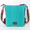 ADBG905 American Darling Southwestern Wool Blanket & Tooled Leather Crossbody Bag with Fringes