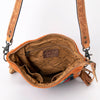 ADBG905 American Darling Southwestern Wool Blanket & Tooled Leather Crossbody Bag with Fringes