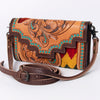 ADBG941 American Darling Handcrafted Wallet with Hand Tooled Floral Leather & Woven Saddle Blanket