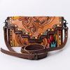 ADBG941 American Darling Handcrafted Wallet with Hand Tooled Floral Leather & Woven Saddle Blanket