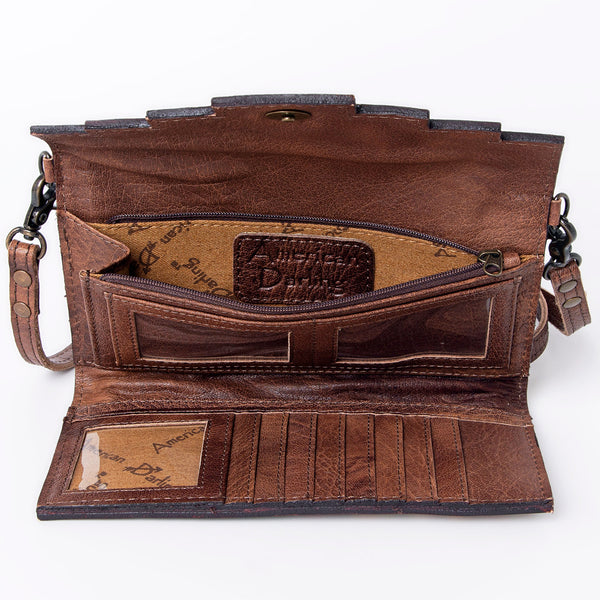 ADBG941 American Darling Handcrafted Wallet with Hand Tooled Floral Leather & Woven Saddle Blanket