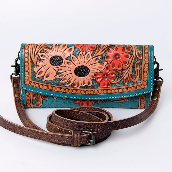 ADBG889 American Darling Hand Tooled Leather Wallet | Western Tooled Crossbody Wallet