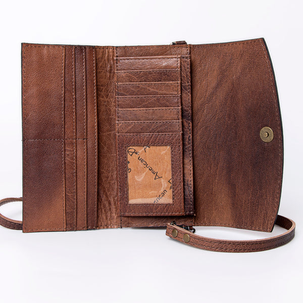 ADBG889 American Darling Hand Tooled Leather Wallet | Western Tooled Crossbody Wallet