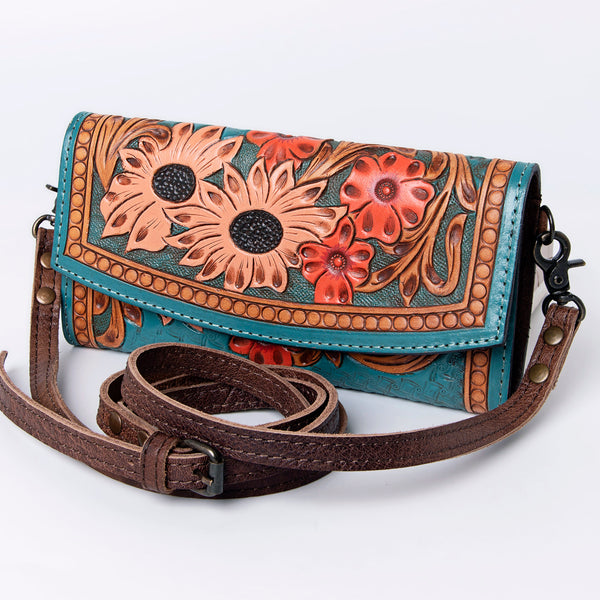 ADBG889 American Darling Hand Tooled Leather Wallet | Western Tooled Crossbody Wallet