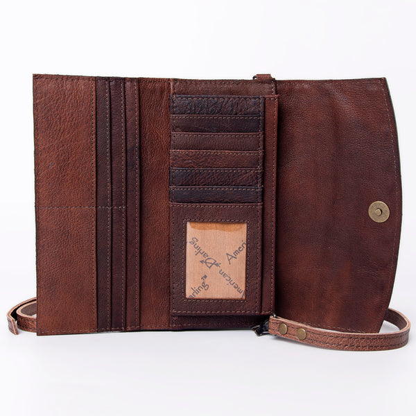 ADBG889 American Darling Hand Tooled Leather Wallet | Western Tooled Crossbody Wallet