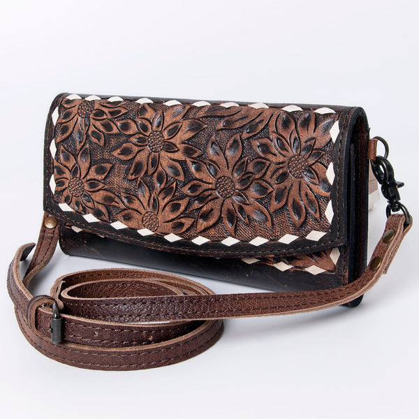 ADBG889 American Darling Hand Tooled Leather Wallet | Western Tooled Crossbody Wallet
