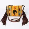 ADBG236 American Darling Handcrafted Cross body Bag with Hand-Woven Saddle Blanket & Fringes