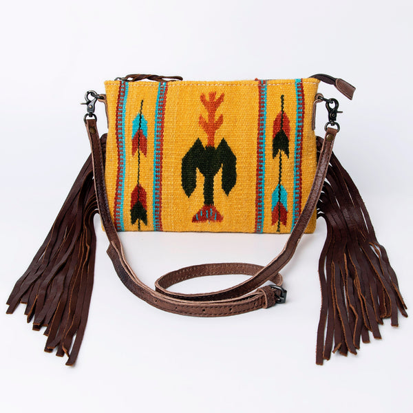 ADBG236 American Darling Handcrafted Cross body Bag with Hand-Woven Saddle Blanket & Fringes