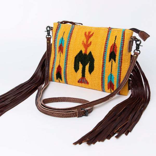 ADBG236 American Darling Handcrafted Cross body Bag with Hand-Woven Saddle Blanket & Fringes