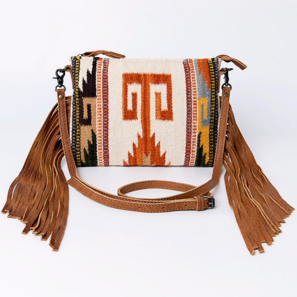 ADBG236 American Darling Handcrafted Cross body Bag with Hand-Woven Saddle Blanket & Fringes