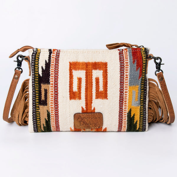 ADBG236 American Darling Handcrafted Cross body Bag with Hand-Woven Saddle Blanket & Fringes