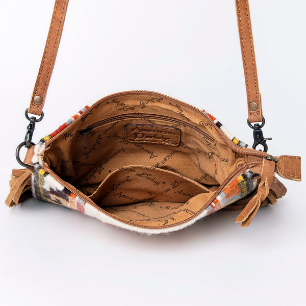 ADBG236 American Darling Handcrafted Cross body Bag with Hand-Woven Saddle Blanket & Fringes