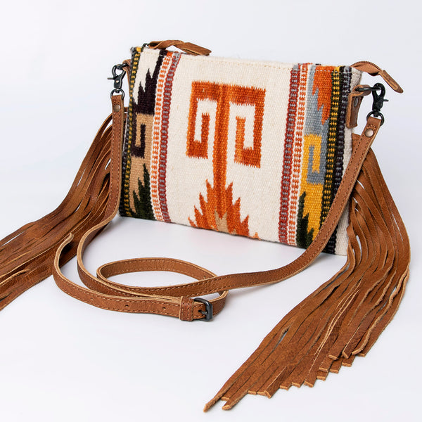 ADBG236 American Darling Handcrafted Cross body Bag with Hand-Woven Saddle Blanket & Fringes