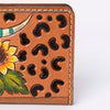 ADBG488 Artisan Genuine Leather Clutch with Tooled Floral Patterns and Braided Trim