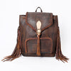 ADBGM275 Western Leather Backpack - Braided Trim, Fringe & Buckle Closure