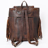 ADBGM275 Western Leather Backpack - Braided Trim, Fringe & Buckle Closure