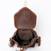 ADBGM275 Western Leather Backpack - Braided Trim, Fringe & Buckle Closure
