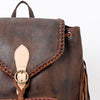 ADBGM275 Western Leather Backpack - Braided Trim, Fringe & Buckle Closure