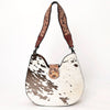 ADBG1076 American Darling Hair-on Cowhide Hobo Bag with Tooled Floral Strap Western Genuine Leather Purse