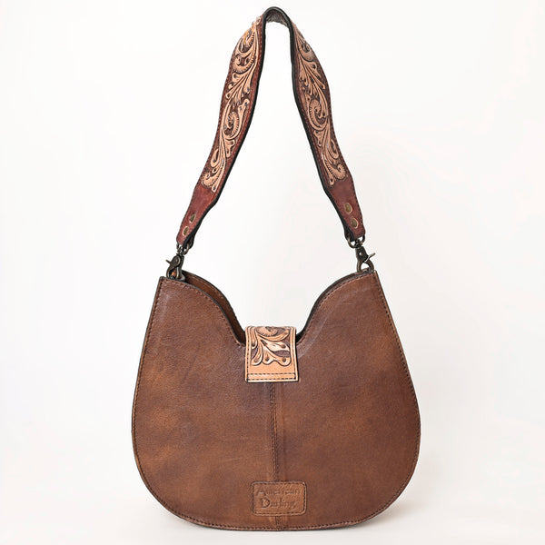 ADBG1076 American Darling Hair-on Cowhide Hobo Bag with Tooled Floral Strap Western Genuine Leather Purse