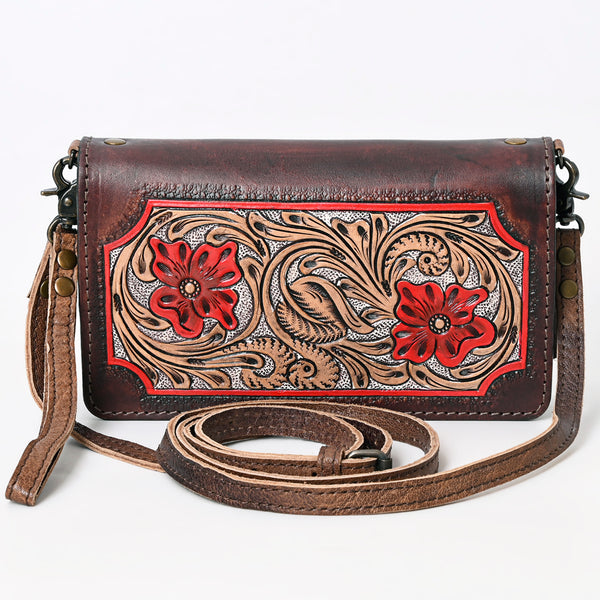 ADBG1080 American Darling Hand-Tooled Leather Organizer Crossbody Bag