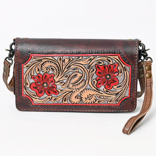 ADBG1080 American Darling Hand-Tooled Leather Organizer Crossbody Bag