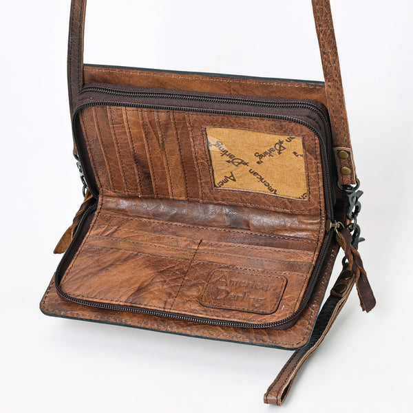 ADBG1080 American Darling Hand-Tooled Leather Organizer Crossbody Bag