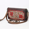 ADBG1080 American Darling Hand-Tooled Leather Organizer Crossbody Bag