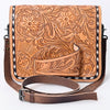 ADBG1083 American Darling Hand-Tooled Leather Small Crossbody Bag with Floral Carving