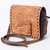 ADBG1083 American Darling Hand-Tooled Leather Small Crossbody Bag with Floral Carving