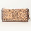 ADBGZ731 Hand Tooled Genuine Leather Floral Zip Organiser - Western Cowgirl Style