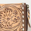 ADBGZ731 Hand Tooled Genuine Leather Floral Zip Organiser - Western Cowgirl Style