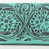 ADBGZ731 Hand Tooled Genuine Leather Floral Zip Organiser - Western Cowgirl Style