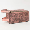ADBGZ733 Natural Hand Tooled Leather Toiletry Bag - Western Floral Toiletry or Travel Case