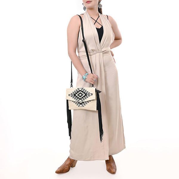ADBGS178 Western Crossbody Envelope with Fringe - Wool Fabric