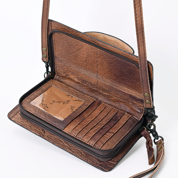 ADBG485 Handcrafted Western Leather Tooled Crossbody Convertible Bag