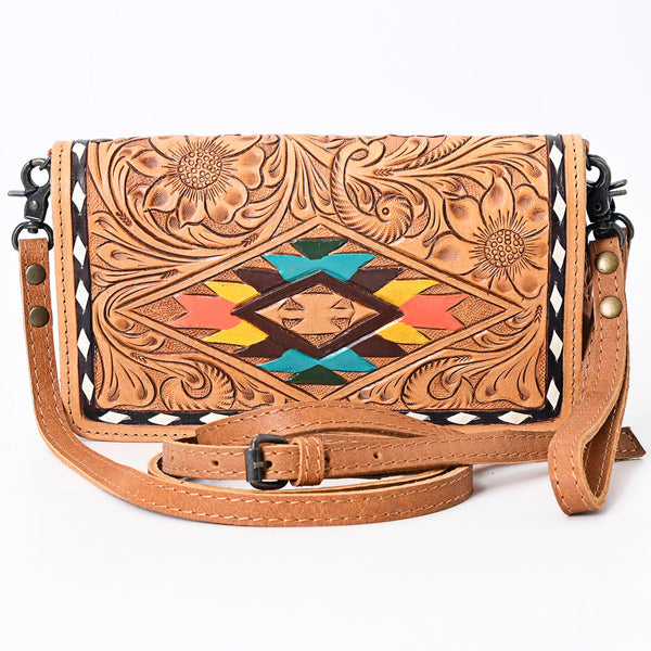 ADBG485 Handcrafted Western Leather Tooled Crossbody Convertible Bag