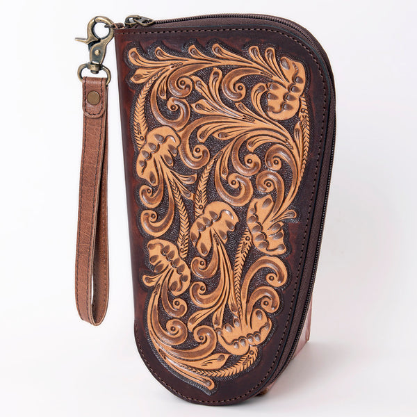LC-ADGC101 Hand-Tooled Leather Gun Case / Pistol Pouch with Wristlet - American Darling