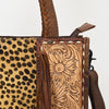 ADBG1086 American Darling Hair-on Cowhide Tote Bag with Hand-Tooled Leather and Fringes