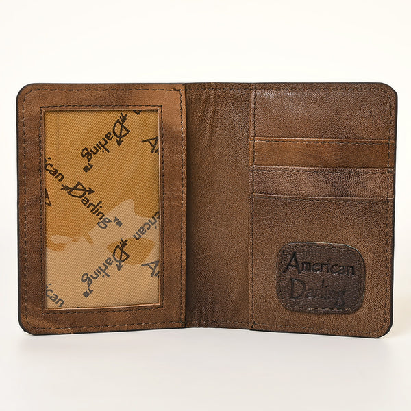 ADBG1092 American Darling Hand-Tooled Western Leather Wallet with Floral Carving