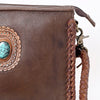 ADBGM335 Leather Crossbody Bag with Turquoise Concho & Braided Strap - Handmade Western Purse