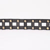 LC-ADBLF201 Black Vintage Leather Belt with Studded Cage Design and Antique Brass Buckle