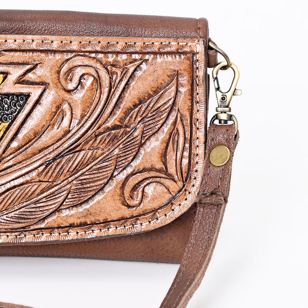 ADBGM102 Western Floral Tooled Leather Crossbody - by American Darling