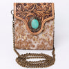 ADBG825 American Darling Western Small Cross body Bag Hair-On Cowhide with Hand Tooled Floral
