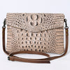ADBGS178 Crocodile Embossed Genuine Leather Crossbody Envelope - Western Style