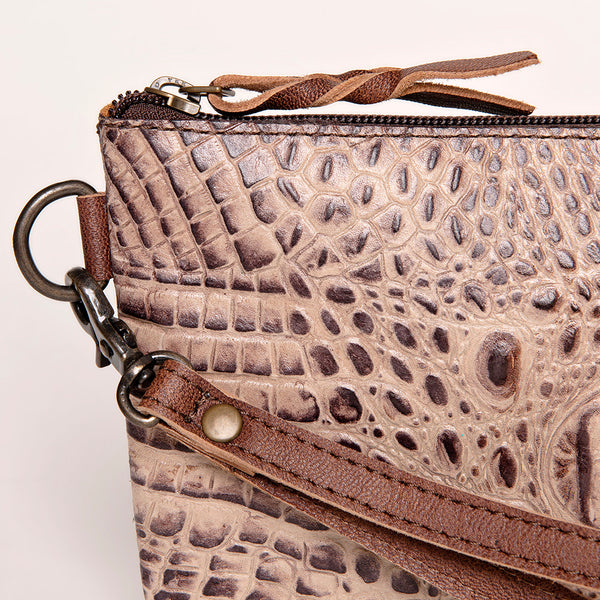 ADBG768 American Darling Handcrafted Embossed Leather Wristlet Zippered Clutch Wallet Bag