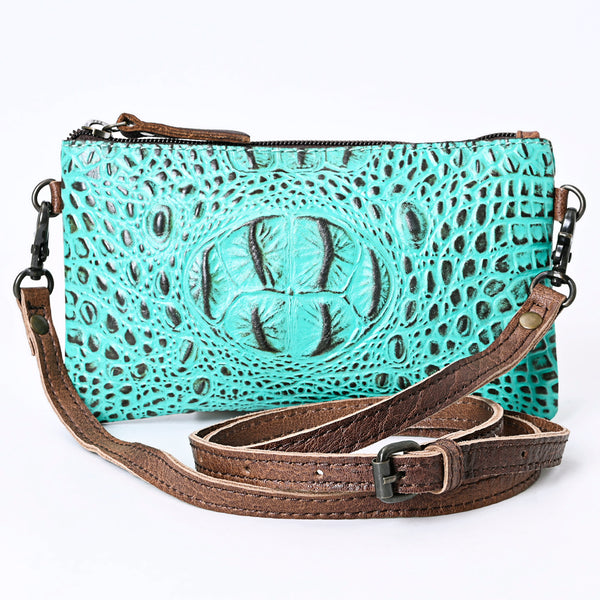 ADBG766 American Darling Western Leather Crossbody Bag - Crocodile Embossed Handcrafted Purse