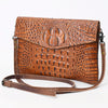 ADBGS178 Crocodile Embossed Genuine Leather Crossbody Envelope - Western Style