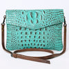 ADBGS178 Crocodile Embossed Genuine Leather Crossbody Envelope - Western Style